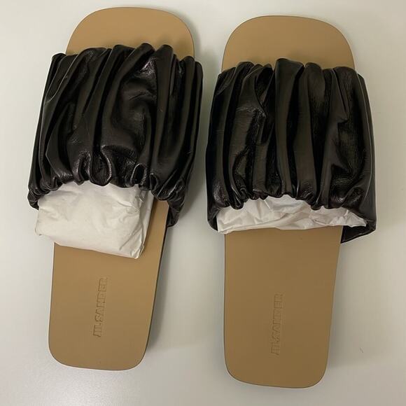 Jil Sander Women’s Slides Gathered Leather Tripon Black size EU 39.5/US 9.5 New - Picture 3 of 9